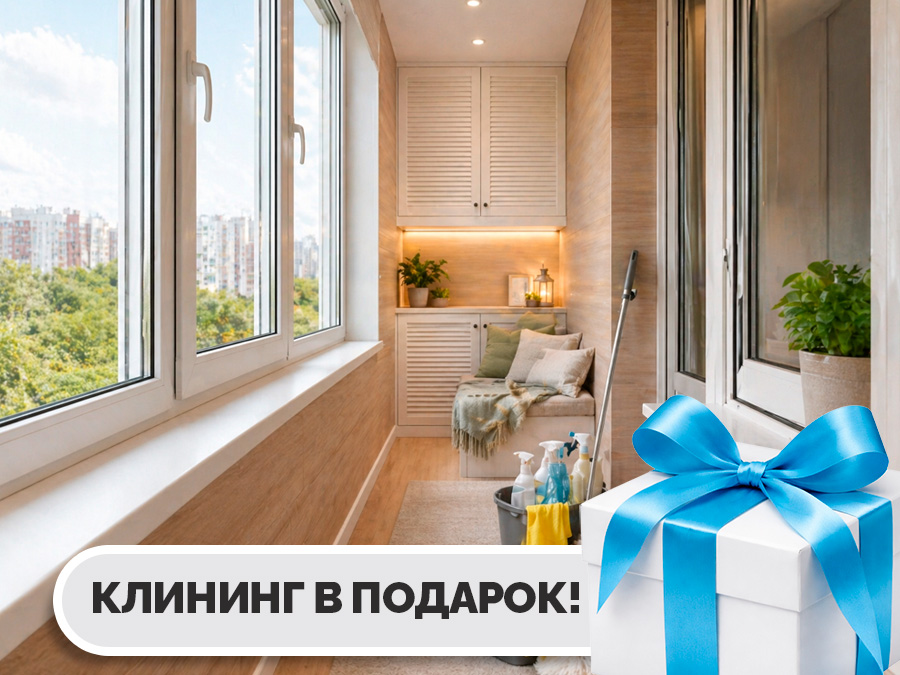 Закажи остекление балкона - клининг в Подарок!